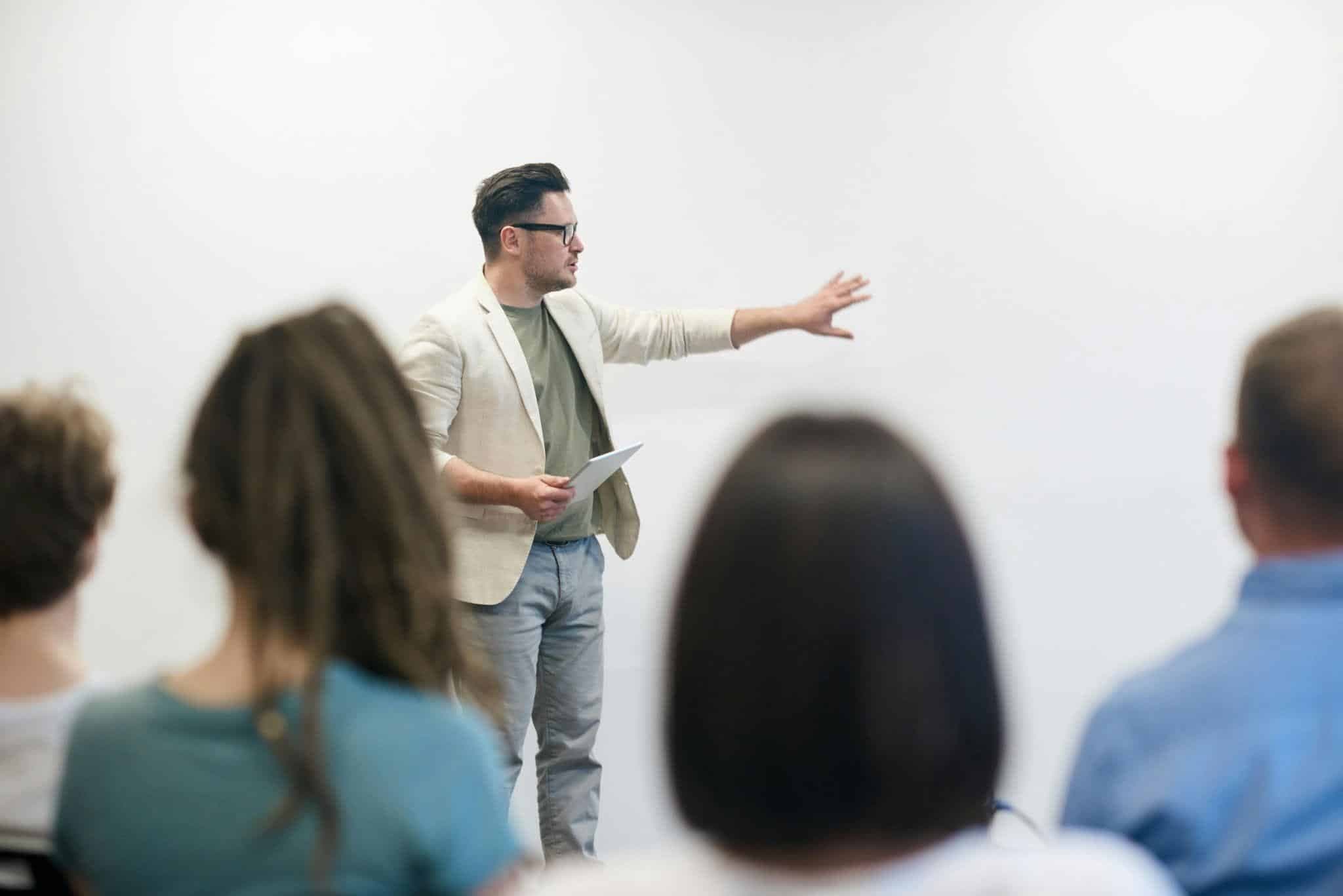 An image of a person explaining what are the best jobs for English majors